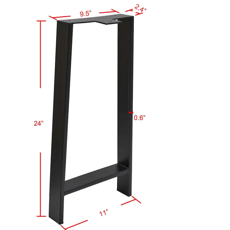 Pieds de table robustes de type H en tube carré, hauteur 16 po, pour meubles