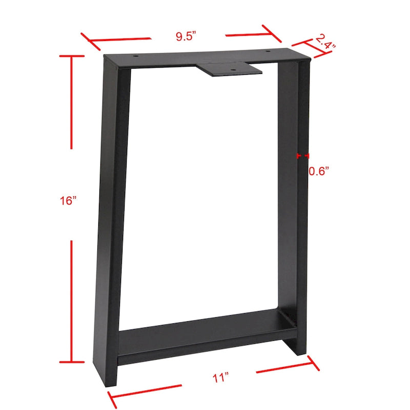 Pieds de table robustes de type H en tube carré, hauteur 16 po, pour meubles