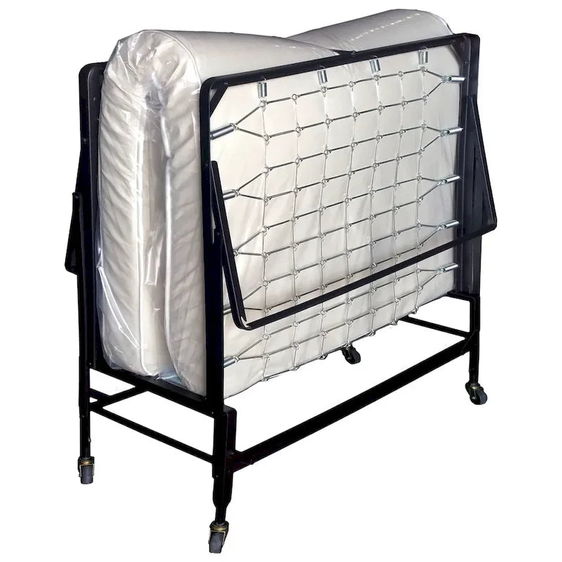 Lit d'appoint roulant contemporain noir en acier de 122 cm avec matelas par