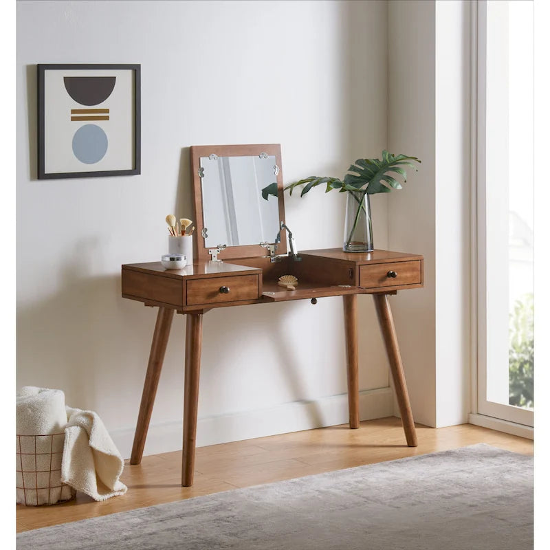 Meuble-lavabo/Bureau à 2 tiroirs Mid-Century Modern 44