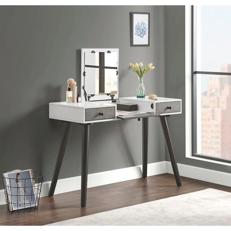 Meuble-lavabo/Bureau à 2 tiroirs Mid-Century Modern 44