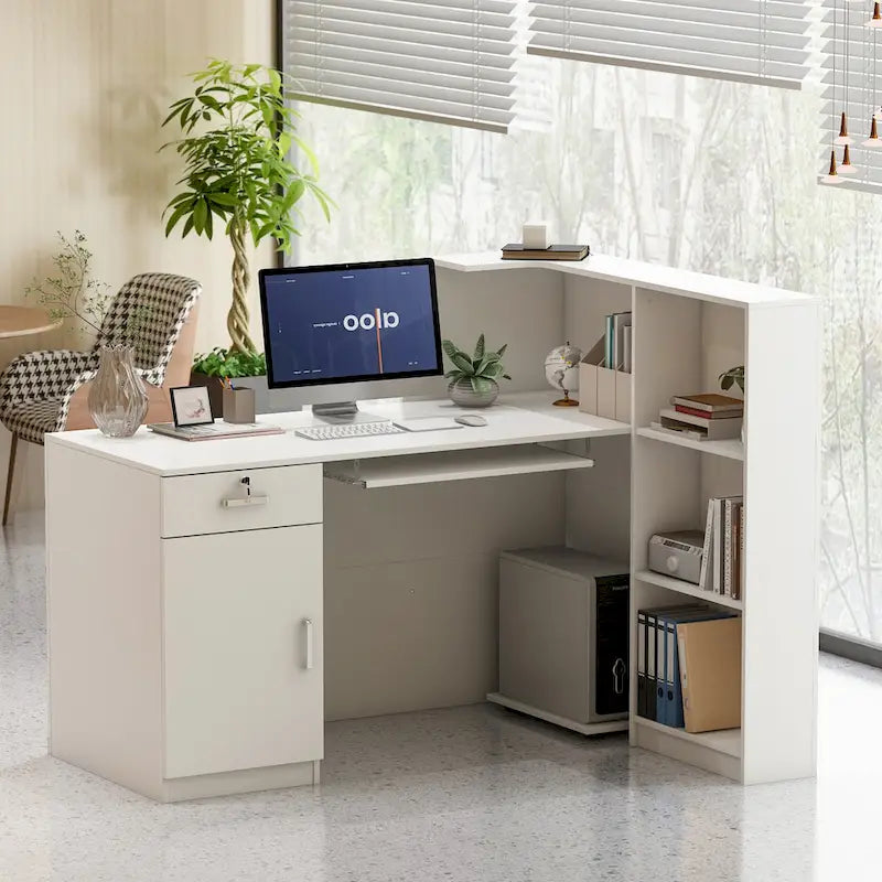 Bureau d'ordinateur de réception 1 tiroir avec une porte