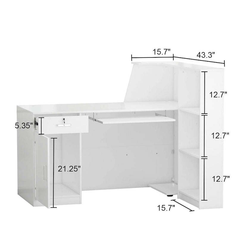 Bureau d'ordinateur de réception 1 tiroir avec une porte