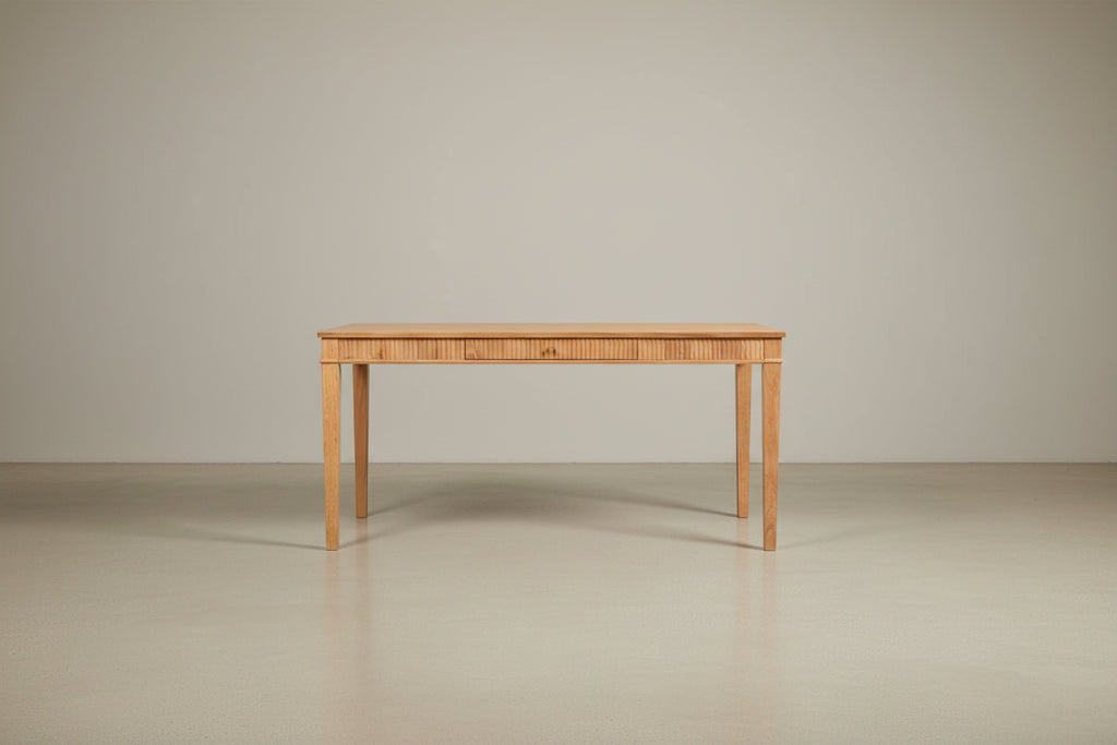 Bureau de télétravail en bois d'hévéa cannelé Dumont 63
