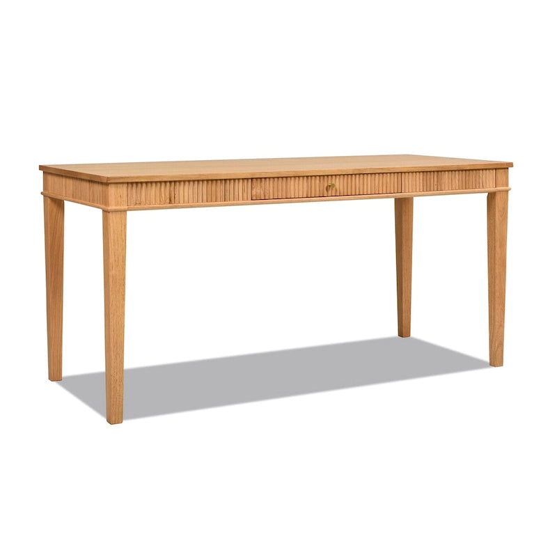 Bureau de télétravail en bois d'hévéa cannelé Dumont 63