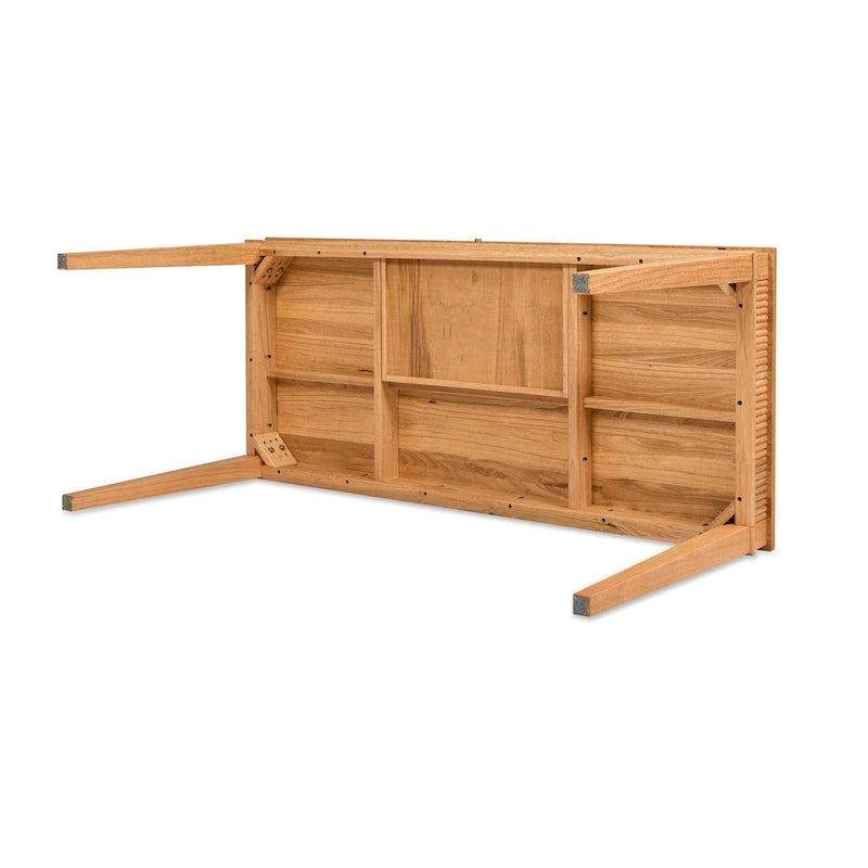 Bureau de télétravail en bois d'hévéa cannelé Dumont 63