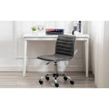 Chaise de bureau sans accoudoirs design côtelée en similicuir gris avec dossier mi-haut et pivotante