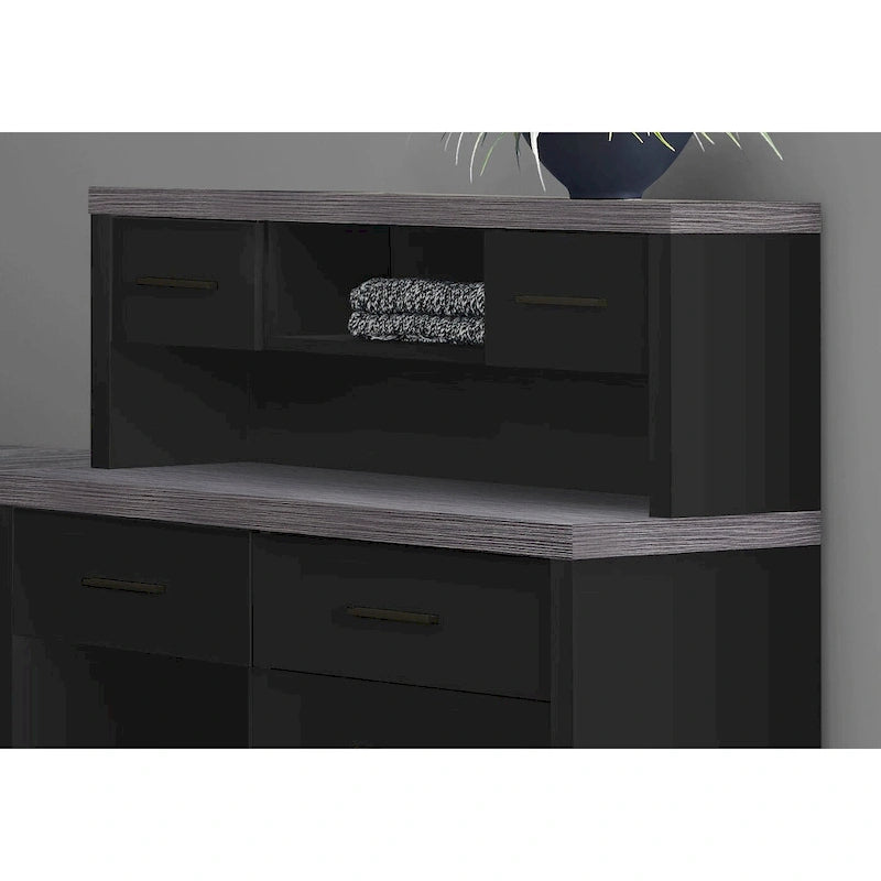 Bureau d'ordinateur d'angle en L gris de 59 po avec 8 tiroirs