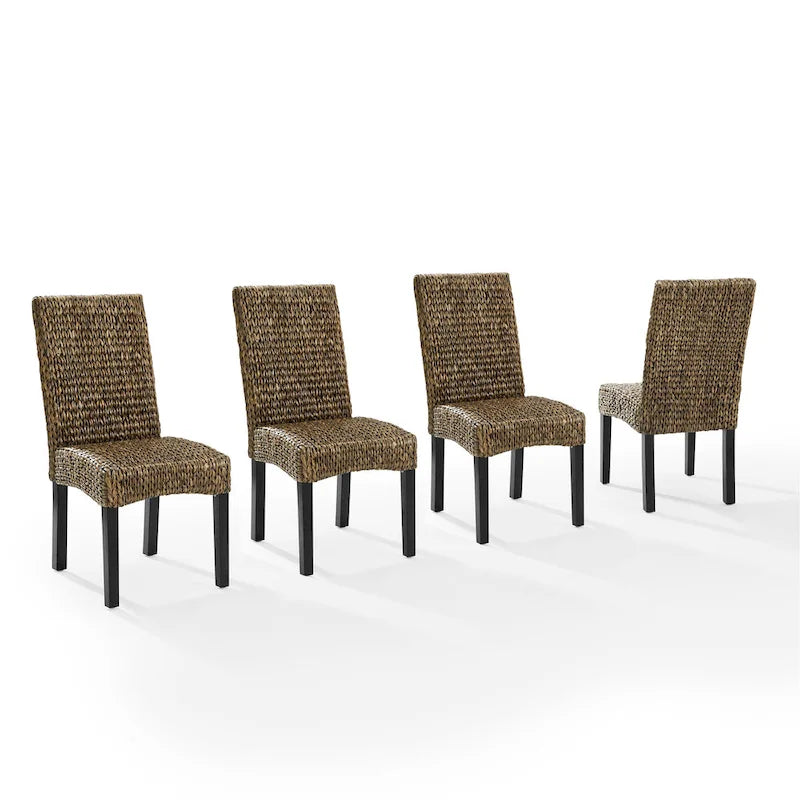 Chaise de salle à manger jacinthe d'eau/herbe de mer/bois (lot de 4) - 24x18.75x37.38