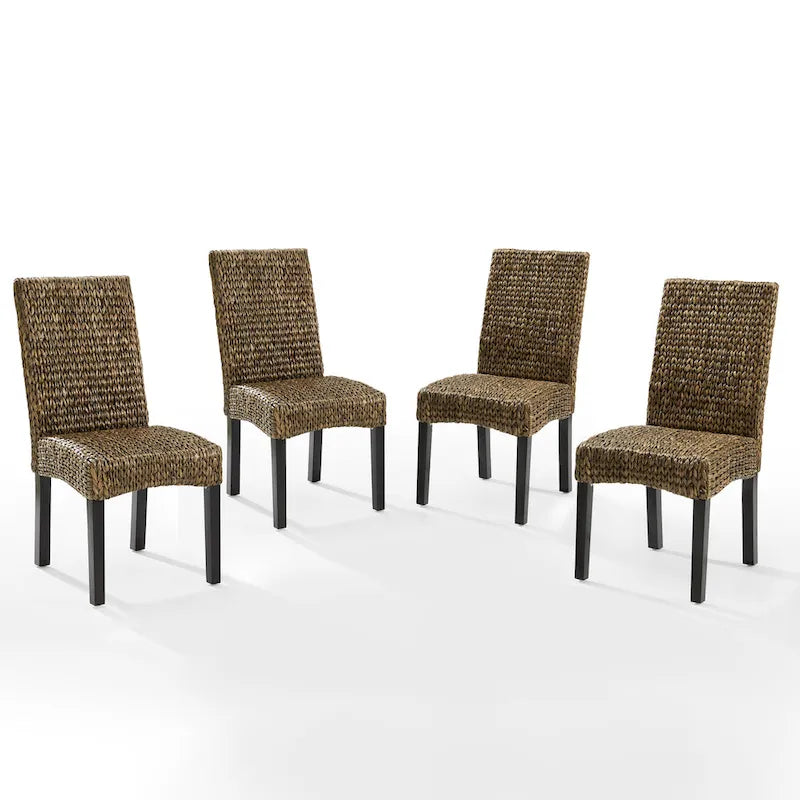 Chaise de salle à manger jacinthe d'eau/herbe de mer/bois (lot de 4) - 24x18.75x37.38