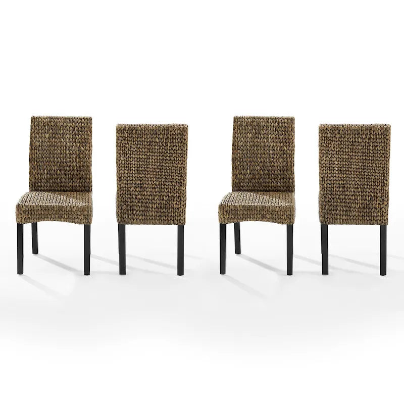 Chaise de salle à manger jacinthe d'eau/herbe de mer/bois (lot de 4) - 24x18.75x37.38