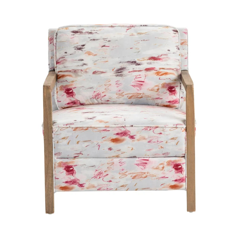 Fauteuil d'appoint motif abstrait rose pâle - 31,25 x 29,5 x 31