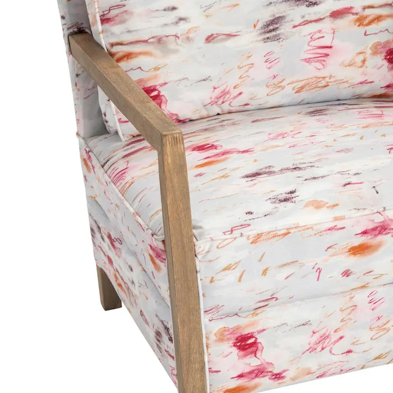 Fauteuil d'appoint motif abstrait rose pâle - 31,25 x 29,5 x 31