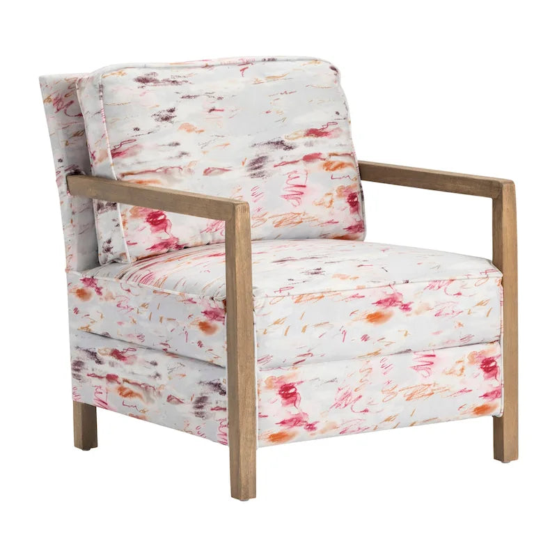 Fauteuil d'appoint motif abstrait rose pâle - 31,25 x 29,5 x 31