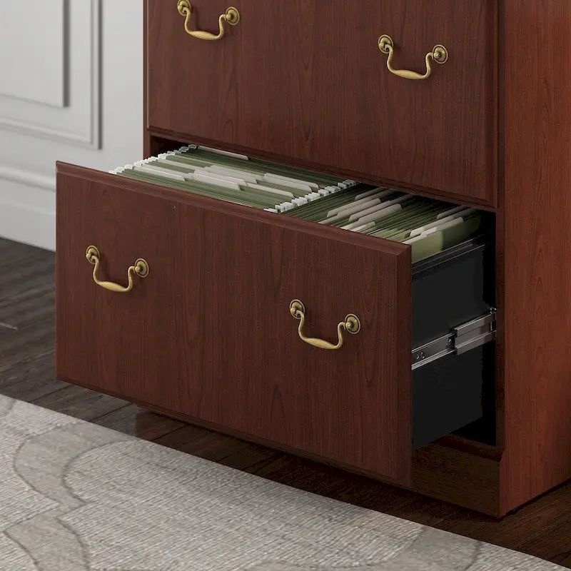Bureau de direction, classeur latéral et deux bibliothèques à 5 étagères couleur merisier.