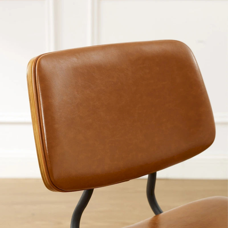 Lot de 2 chaises de salle à manger en cuir PU et bois courbé style Mid-century