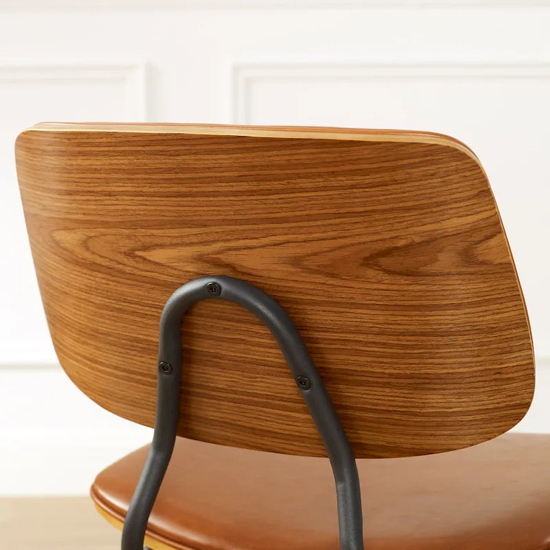 Lot de 2 chaises de salle à manger en cuir PU et bois courbé style Mid-century