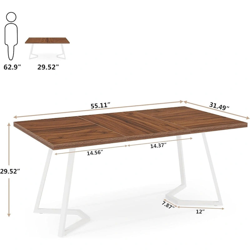Table de salle à manger rectangulaire, petite table de cuisine de 55 pouces