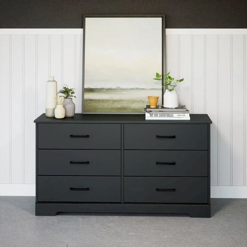 Commode de ferme, commode de chambre en bois avec 6 tiroirs de rangement