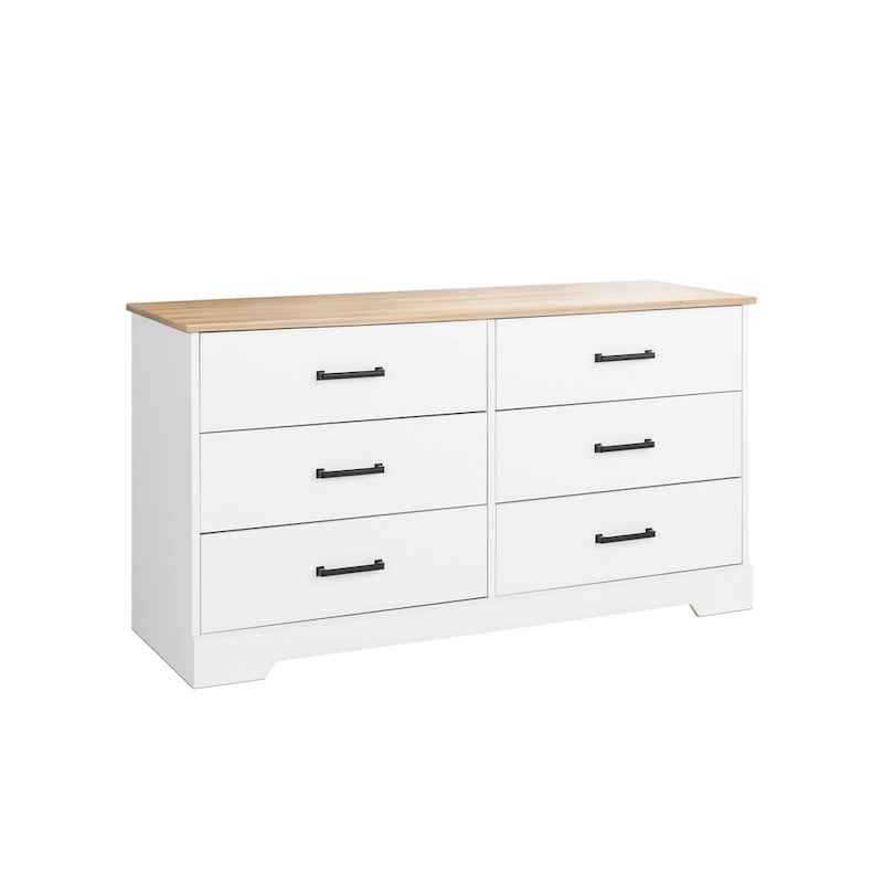 Commode de ferme, commode de chambre en bois avec 6 tiroirs de rangement