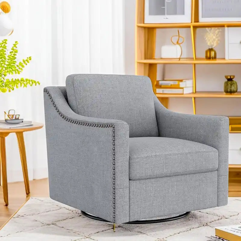 Fauteuils pivotants d'appoint pour salon, fauteuils baquets pivotants à 360 degrés avec accoudoirs pour chambre et salon