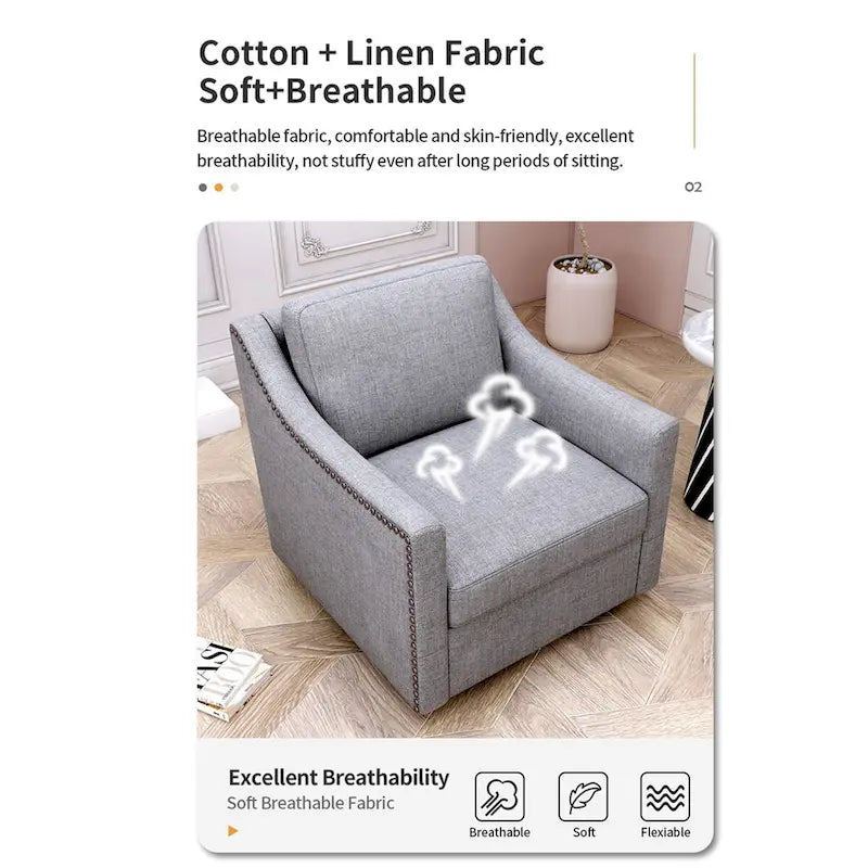 Fauteuils pivotants d'appoint pour salon, fauteuils baquets pivotants à 360 degrés avec accoudoirs pour chambre et salon