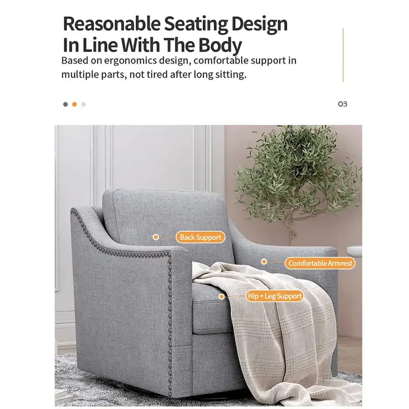 Fauteuils pivotants d'appoint pour salon, fauteuils baquets pivotants à 360 degrés avec accoudoirs pour chambre et salon