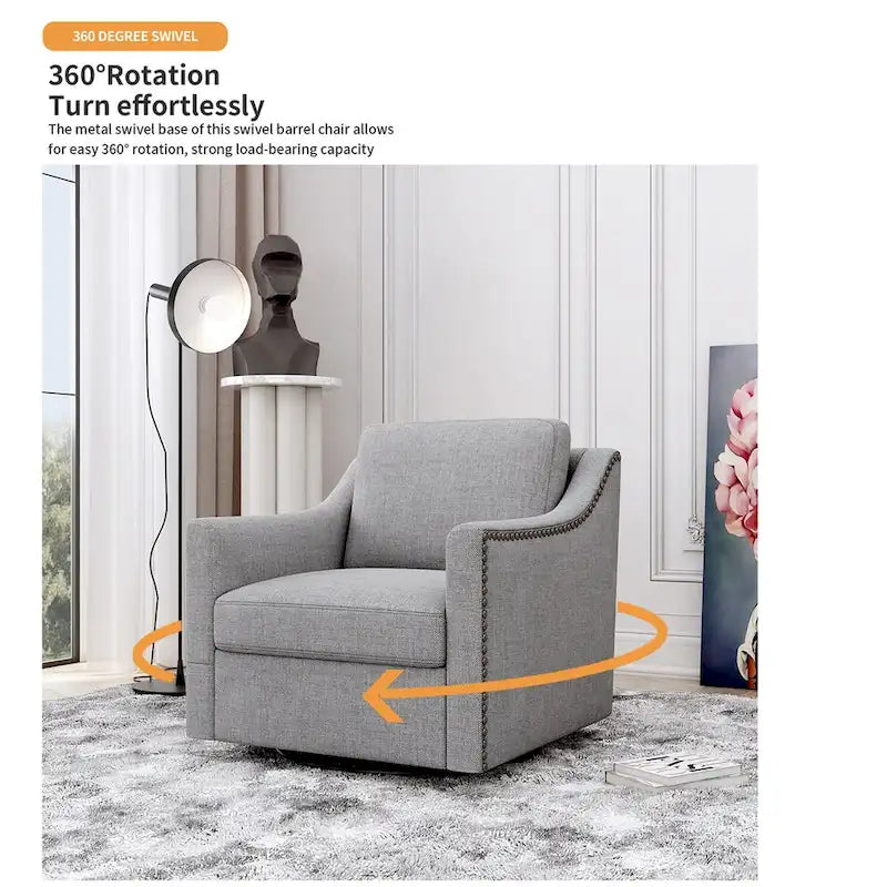 Fauteuils pivotants d'appoint pour salon, fauteuils baquets pivotants à 360 degrés avec accoudoirs pour chambre et salon