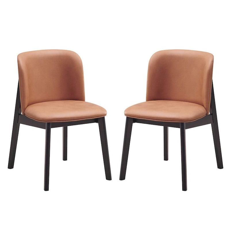 Lot de 2 chaises de salle à manger latérales de 56 cm, ergonomiques, tissu marron, noir