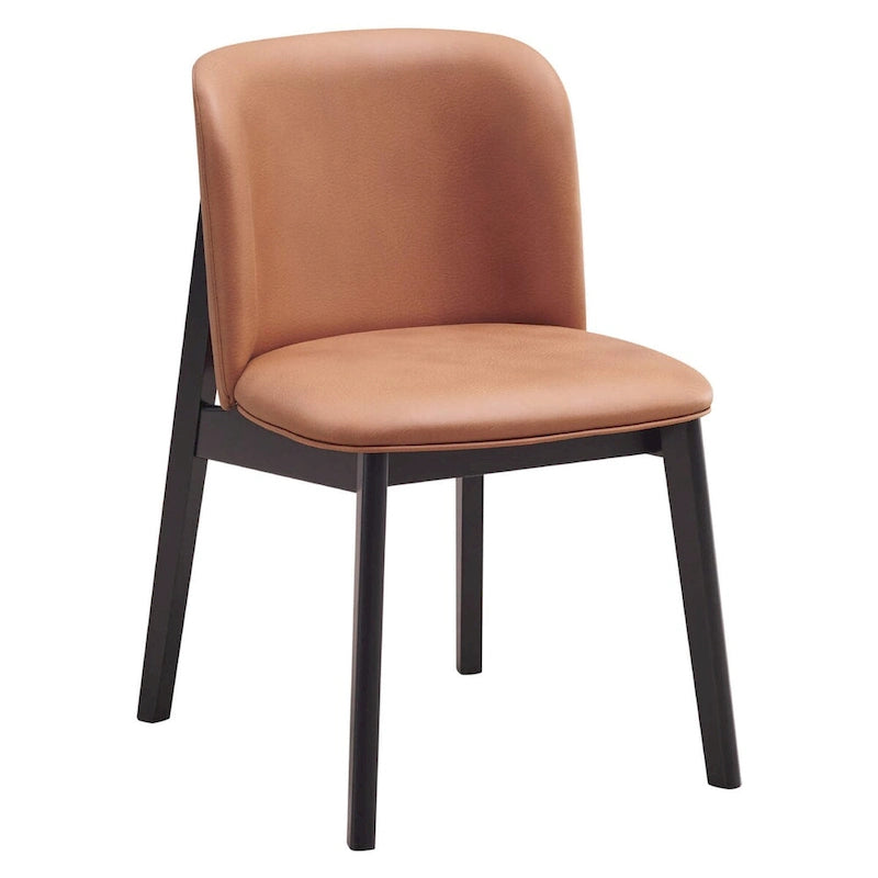 Lot de 2 chaises de salle à manger latérales de 56 cm, ergonomiques, tissu marron, noir