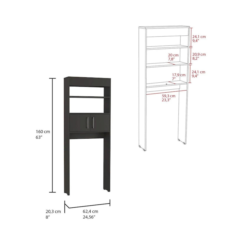 Meuble de rangement Madrid pour toilettes avec portes et étagères